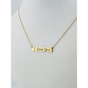 10k gold Engraved | 18 Inch Gold Chain | I Love You Pendant Gift
